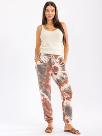 WOMEN'S ELASTIC WAIST FRONT POCKETS TIE DYE JOGGER PANTS