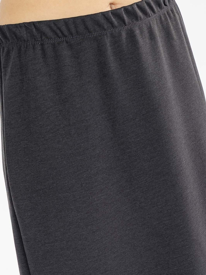 WOMEN'S ELASTIC WAIST SOLID MIDI SKIRT