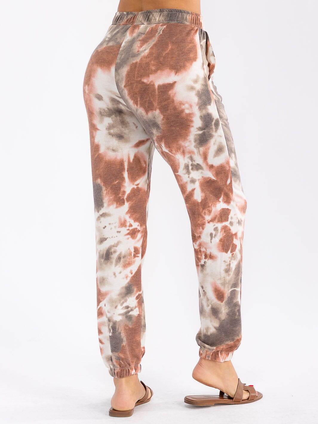 WOMEN'S ELASTIC WAIST FRONT POCKETS TIE DYE JOGGER PANTS