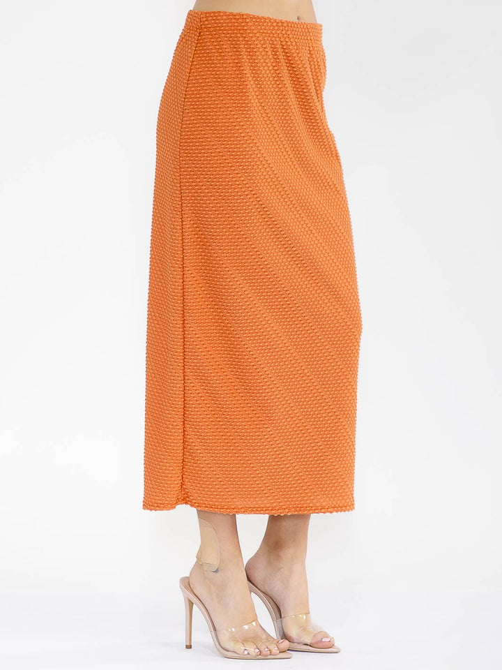 WOMEN'S ELASTIC WAIST DETAILED MAXI SKIRT