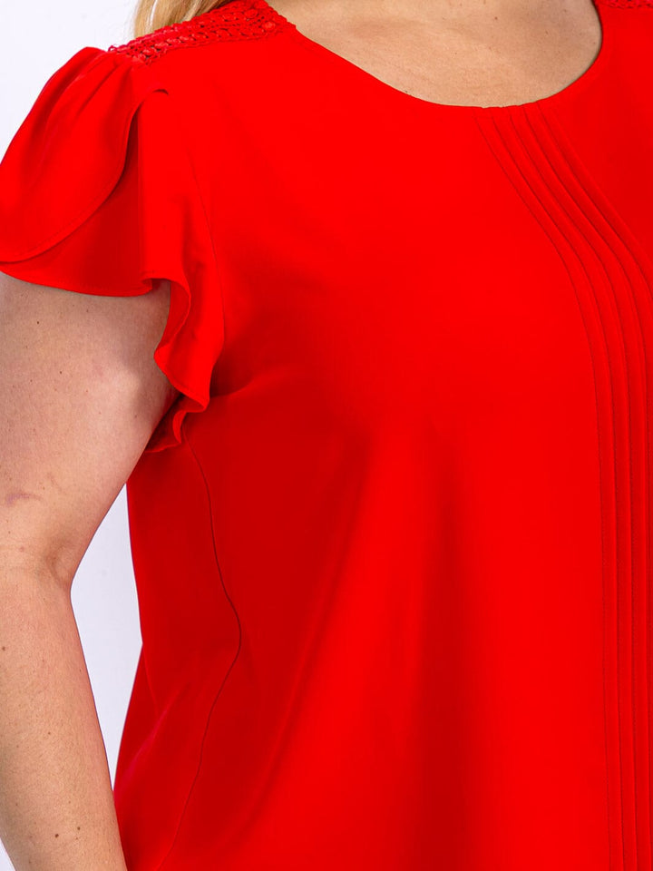 PLUS SIZE SHORT SLEEVE DETAILED BLOUSE