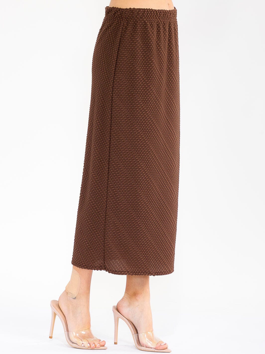 WOMEN'S ELASTIC WAIST DETAILED MAXI SKIRT