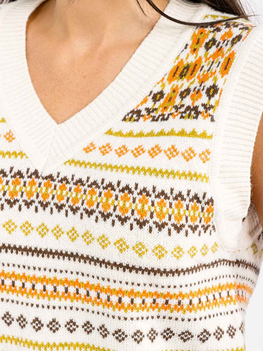 WOMEN'S SLEEVELESS V-NECK MULTI PRINT KNIT TANK TOP