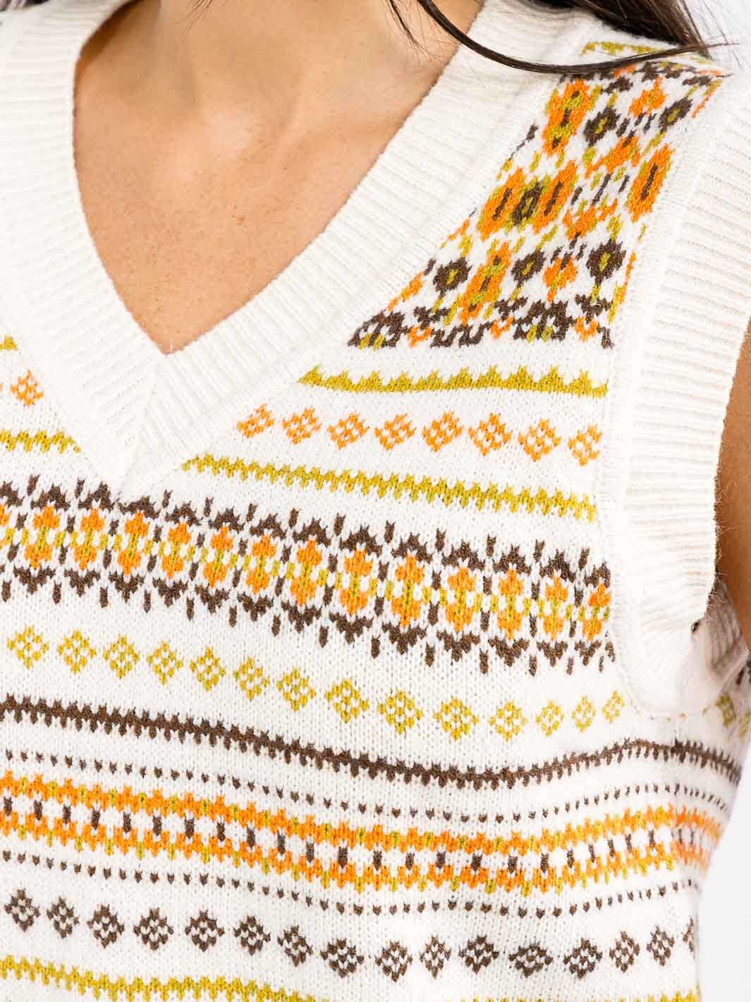WOMEN'S SLEEVELESS V-NECK MULTI PRINT KNIT TANK TOP