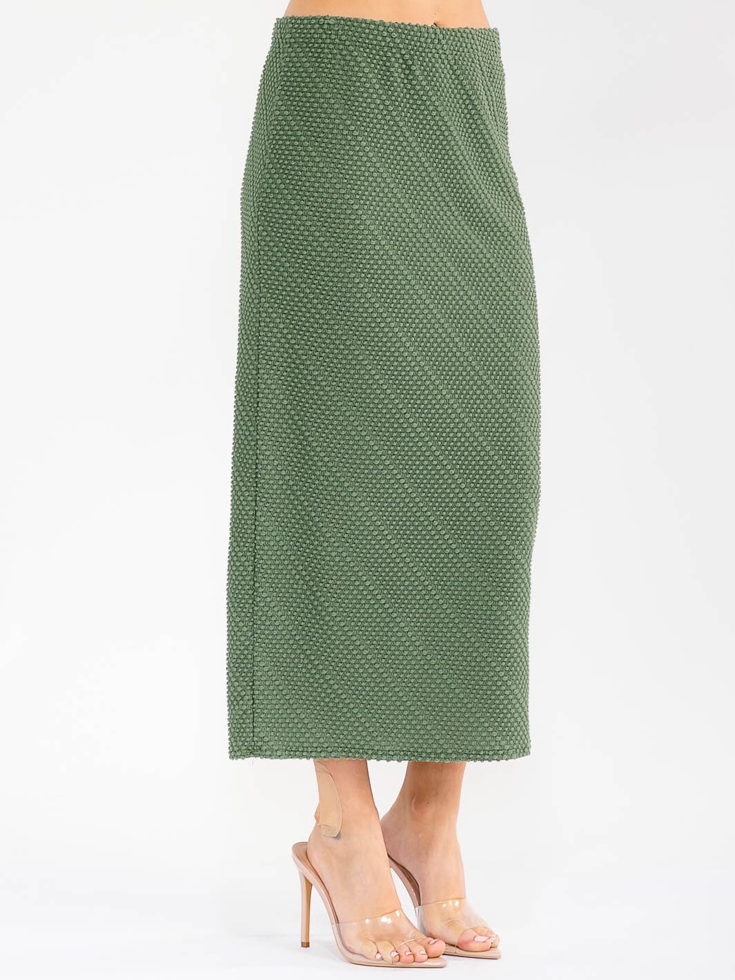 WOMEN'S ELASTIC WAIST DETAILED MAXI SKIRT