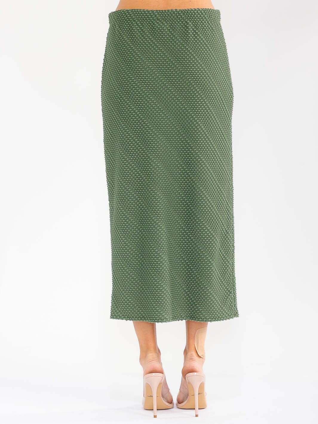 WOMEN'S ELASTIC WAIST DETAILED MAXI SKIRT