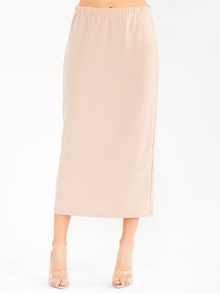 WOMEN'S ELASTIC WAIST SOLID MAXI SKIRT