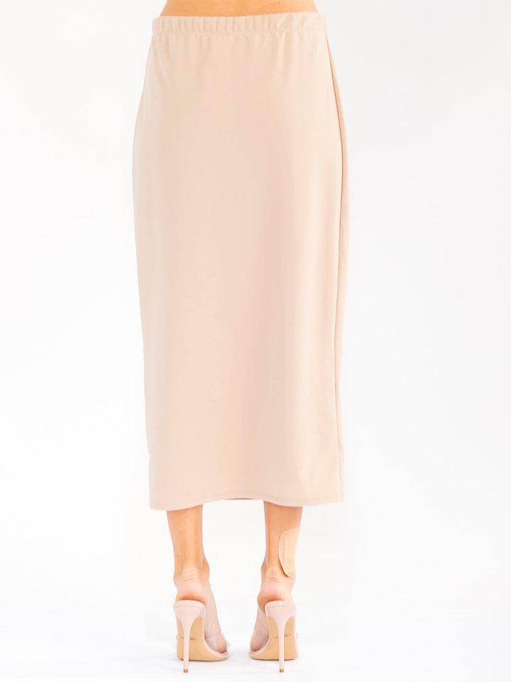 WOMEN'S ELASTIC WAIST SOLID MAXI SKIRT