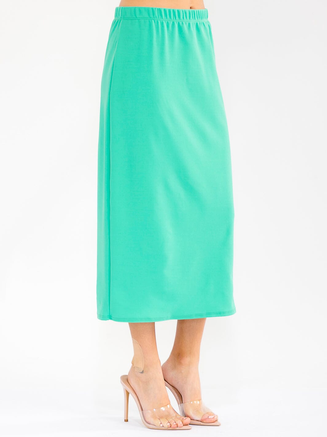 WOMEN'S ELASTIC WAIST SOLID MAXI SKIRT