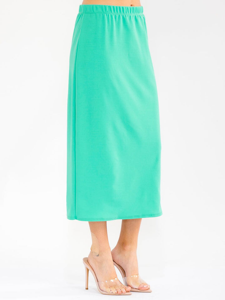 WOMEN'S ELASTIC WAIST SOLID MAXI SKIRT