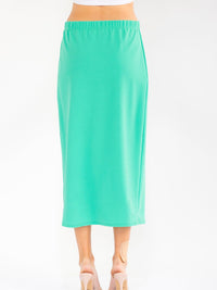 WOMEN'S ELASTIC WAIST SOLID MAXI SKIRT