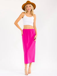 WOMEN'S ELASTIC WAIST SOLID MAXI SKIRT