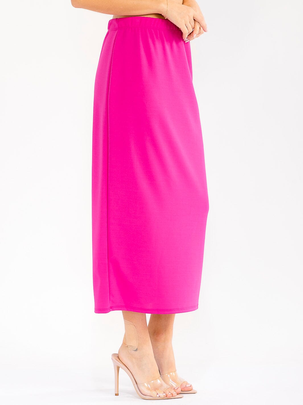 WOMEN'S ELASTIC WAIST SOLID MAXI SKIRT