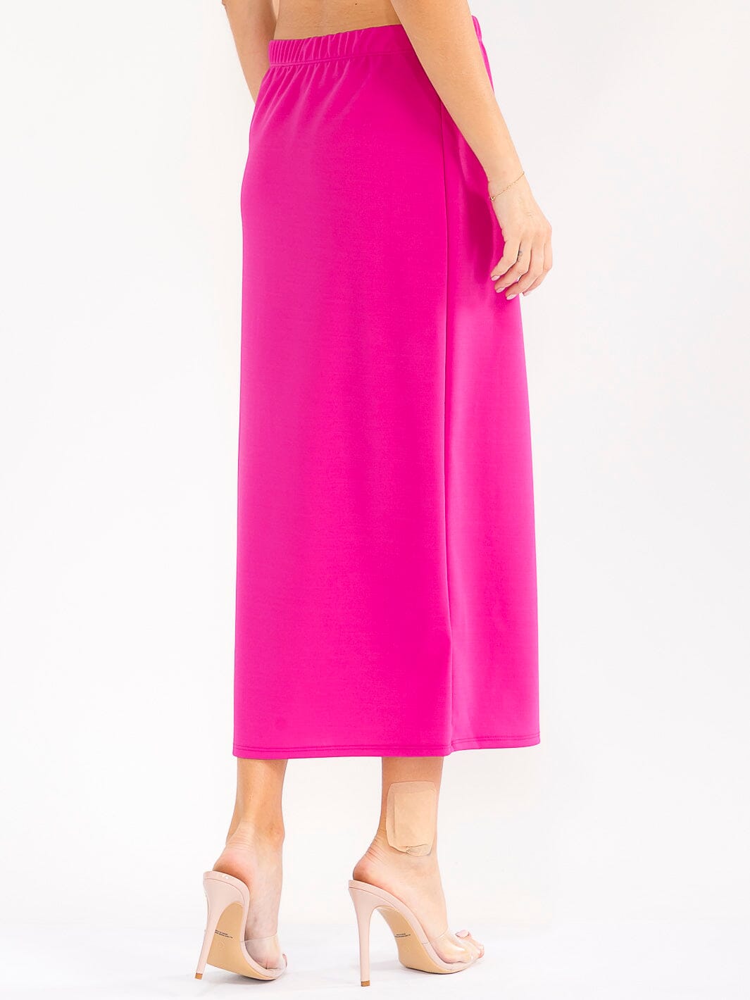WOMEN'S ELASTIC WAIST SOLID MAXI SKIRT
