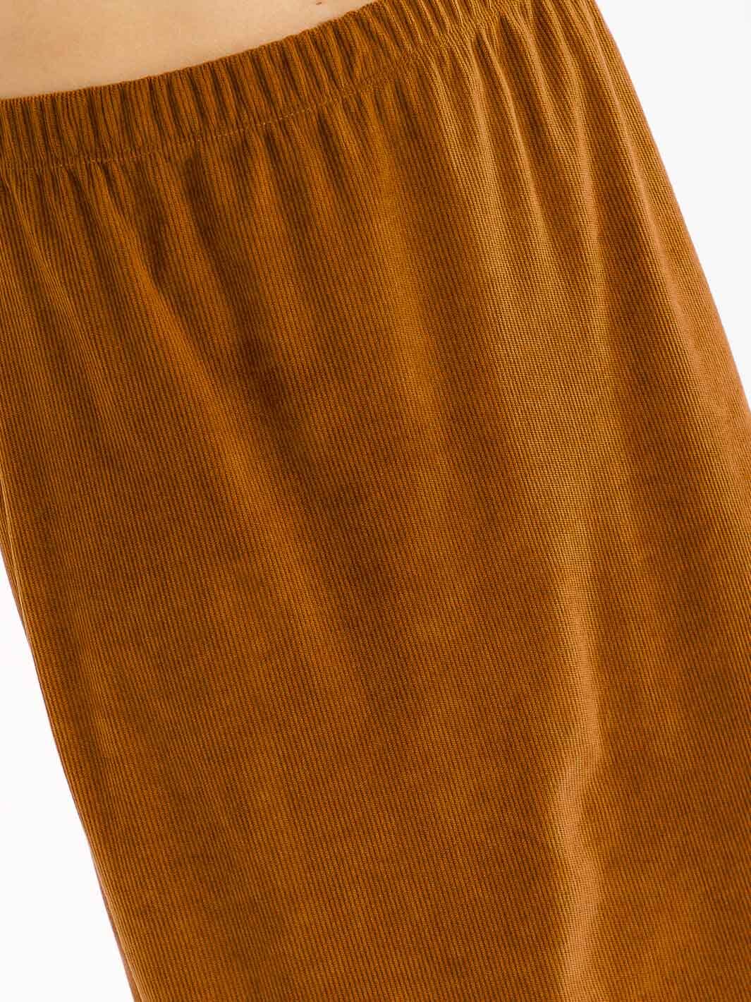 WOMEN'S ELASTIC WAIST CORDUROY MIDI SKIRT