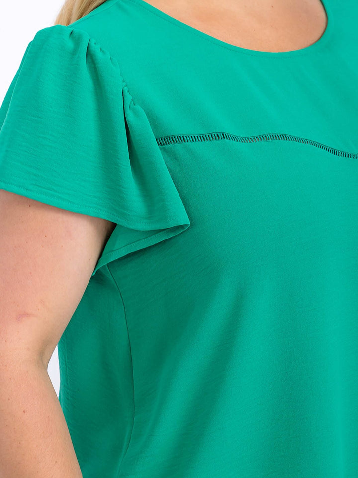 PLUS SIZE SHORT SLEEVE LOOSE FIT HIGH-LOW BLOUSE