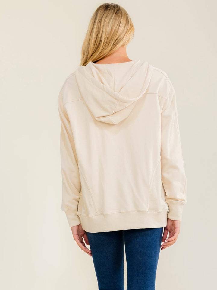 WOMEN'S LONG SLEEVE ZIP UP POCKETS GAME DAY GRAPHIC HOODED SWEATER