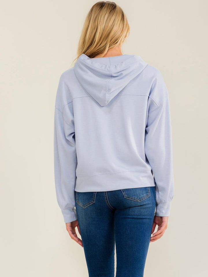 WOMEN'S LONG SLEEVE BUTTON UP FRONT POCKETS HOODED SWEATER
