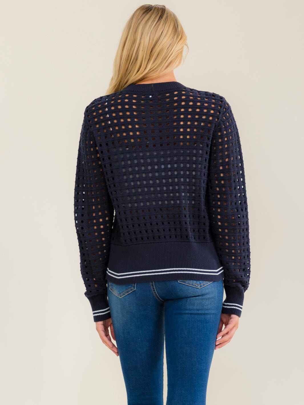 WOMEN'S LONG SLEEVE KNITTED BUTTON UP SWEATER