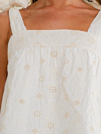 WOMEN'S SLEEVELESS SQUARE NECK FLORAL EMBROIDERY TANK TOP