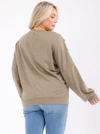 PLUS SIZE LONG SLEEVE FRINGE DETAILED TOP
