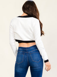 WOMEN'S SLEEVELESS CROP TANK TOP & LONG SLEEVE BUTTON UP CROP SWEATER 2PC. SET TOP