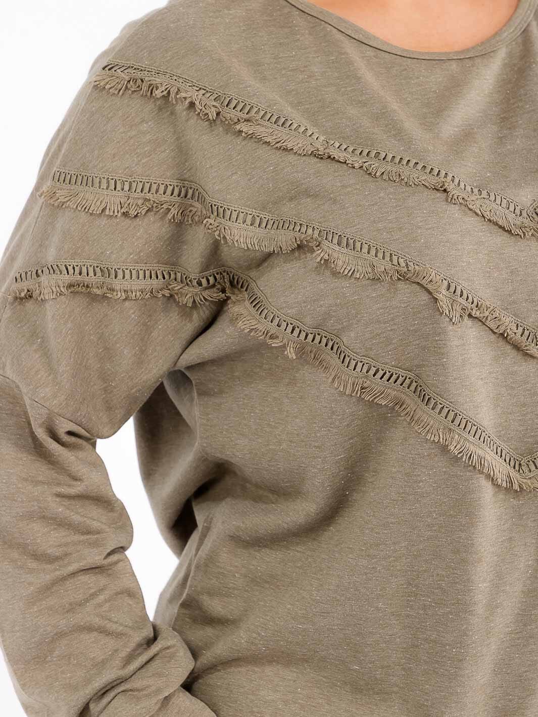 PLUS SIZE LONG SLEEVE FRINGE DETAILED TOP