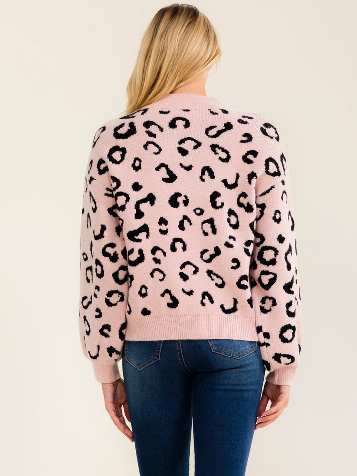 WOMEN'S LONG SLEEVE ANIMAL PRINT PULLOVER SWEATER