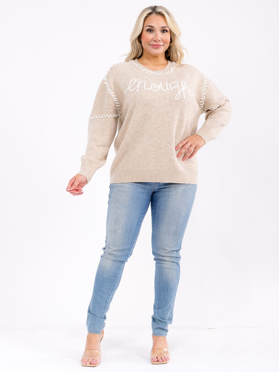 PLUS SIZE LONG SLEEVE GRAPHIC PULLOVER SWEATER