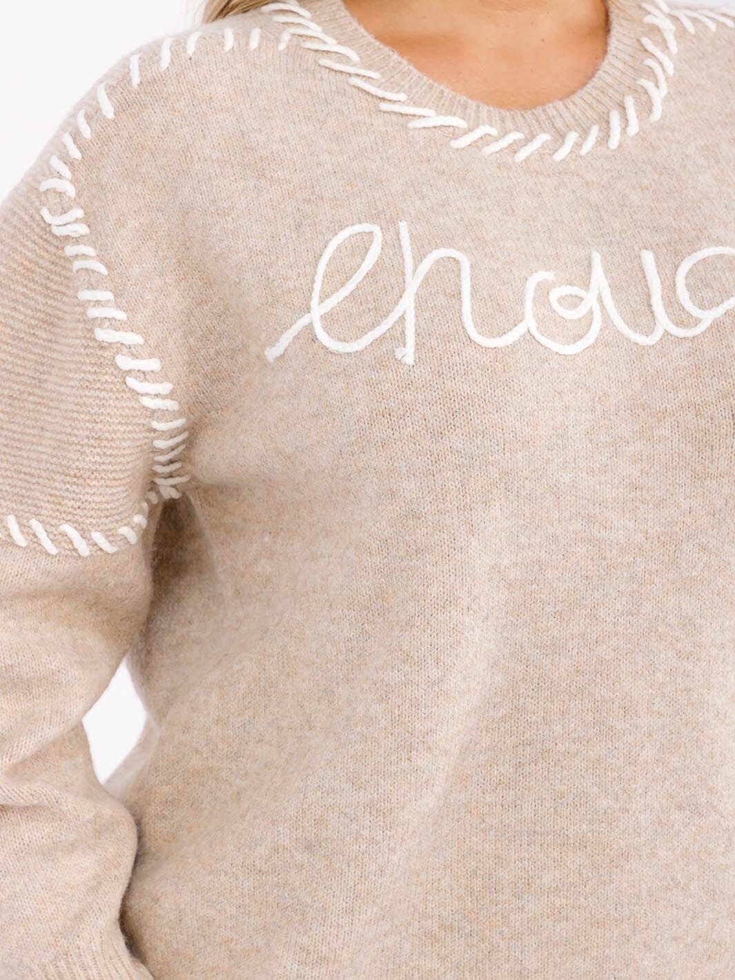 PLUS SIZE LONG SLEEVE GRAPHIC PULLOVER SWEATER