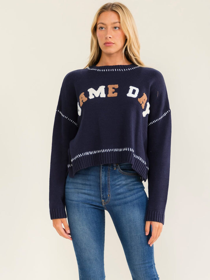 WOMEN'S LONG SLEEVE GAME DAY GRAPHIC PULLOVER SWEATER