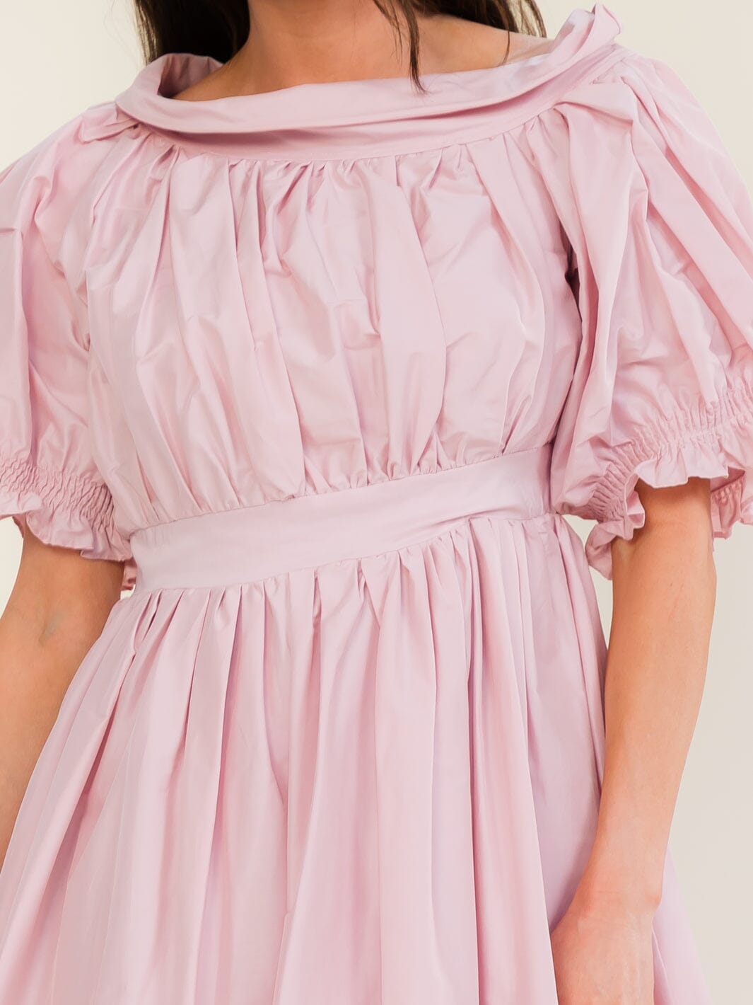 BEULAH WOMEN'S SHORT PUFF SLEEVE FIT & FLARE MIDI DRESS