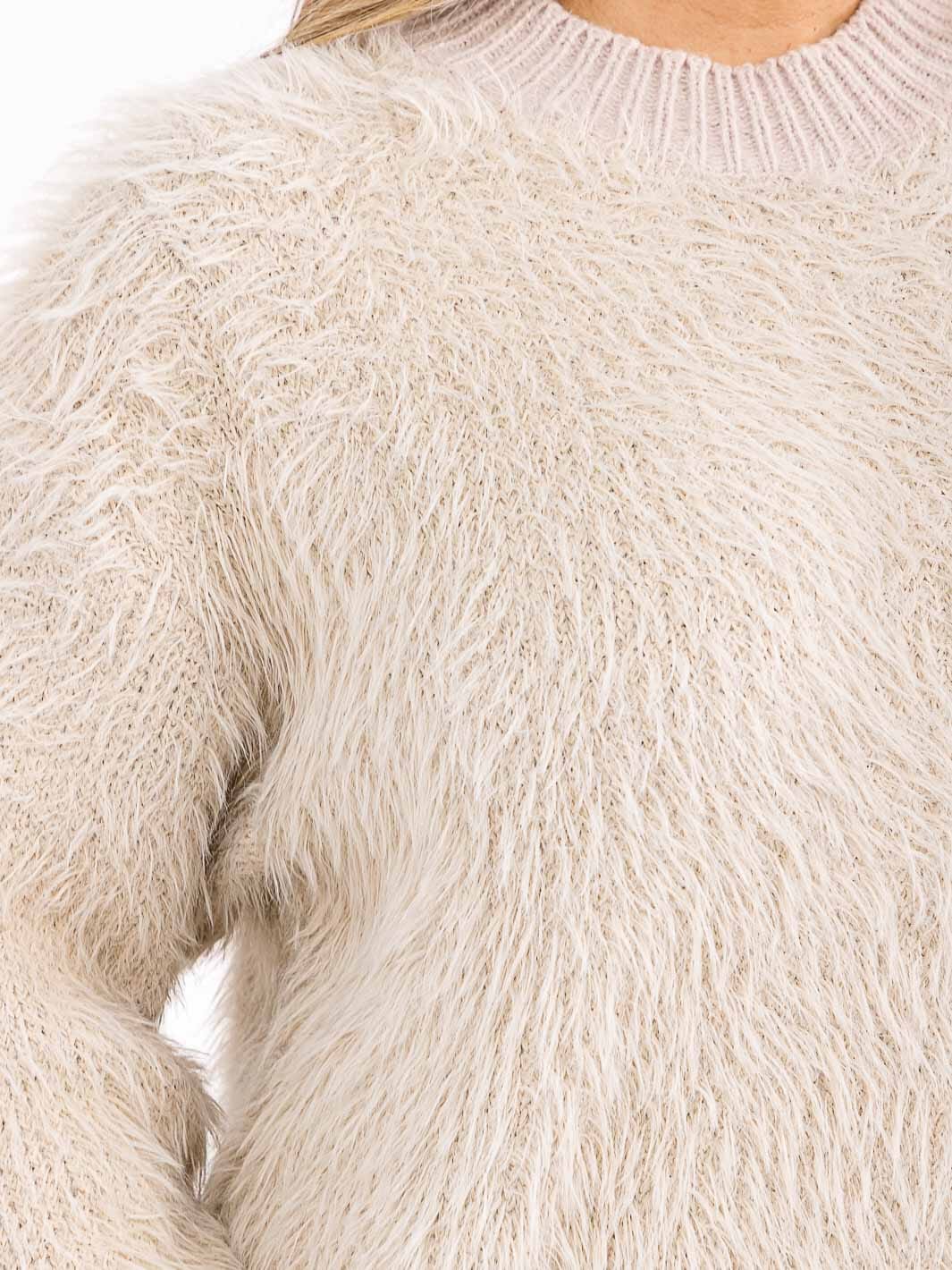 PLUS SIZE LONG SLEEVE FUZZY PULLOVER SWEATER