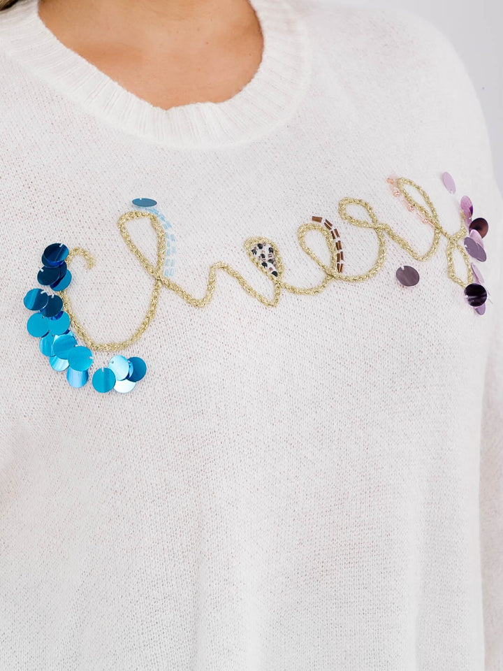 PLUS SIZE LONG SLEEVE GRAPHIC KNIT PULLOVER SWEATER