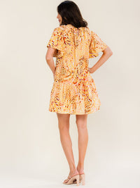 ENTRO WOMEN'S SHORT SLEEVE MULTI PRINT TUNIC MINI DRESS