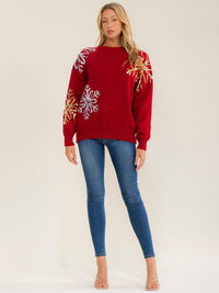 WOMEN'S LONG SLEEVE SEQUINS PULLOVER SWEATER