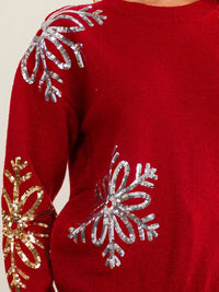 WOMEN'S LONG SLEEVE SEQUINS PULLOVER SWEATER