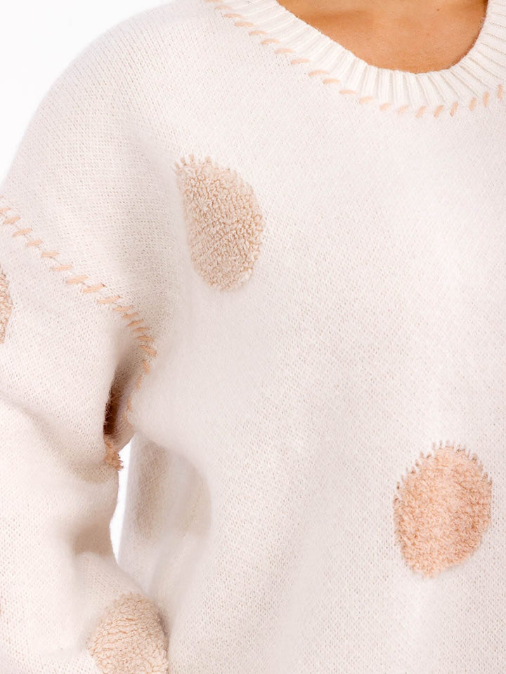 PLUS SIZE LONG SLEEVE DETAILED PULLOVER SWEATER