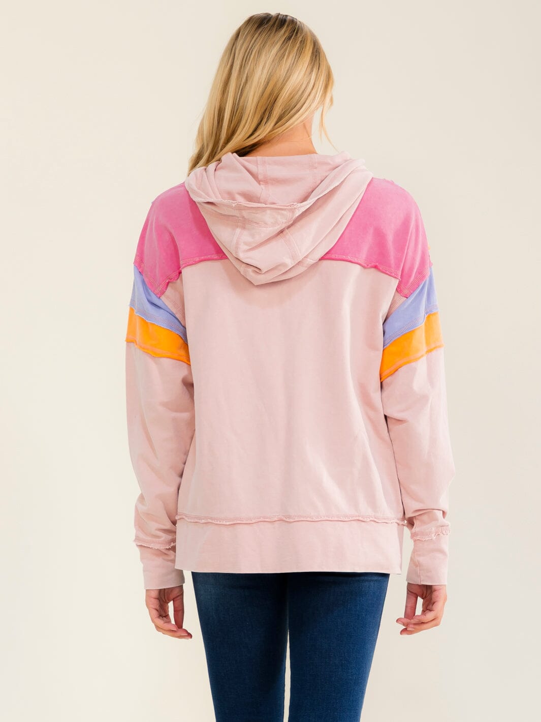 WOMEN'S LONG SLEEVE ZIP UP FRONT POCKETS HOODED MULTI SWEATER