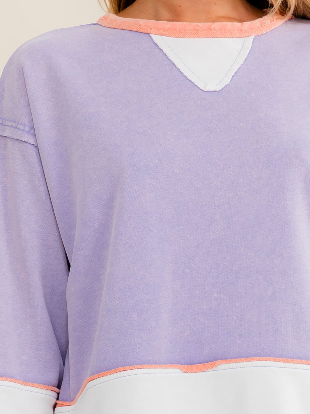 WOMEN'S LONG SLEEVE HIGH-LOW COLORBLOCK TOP