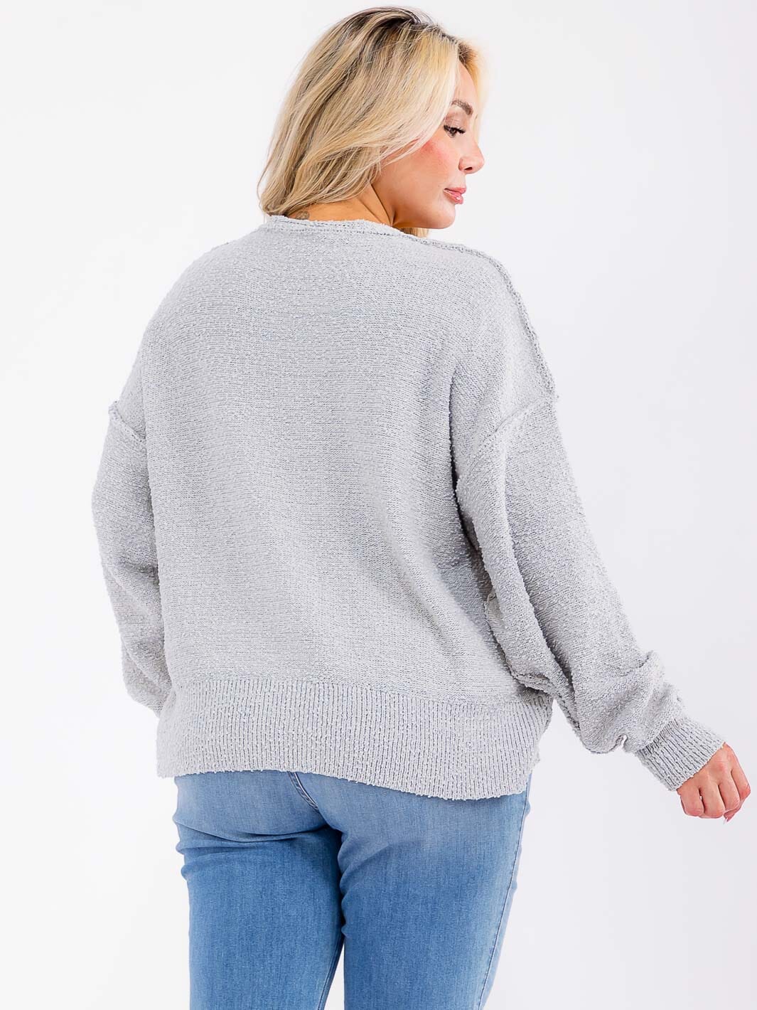 PLUS SIZE LONG SLEEVE BUTTON UP KNIT SWEATER