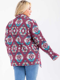 PLUS SIZE LONG SLEEVE OPEN FRONT MULTI PRINT CARDIGAN