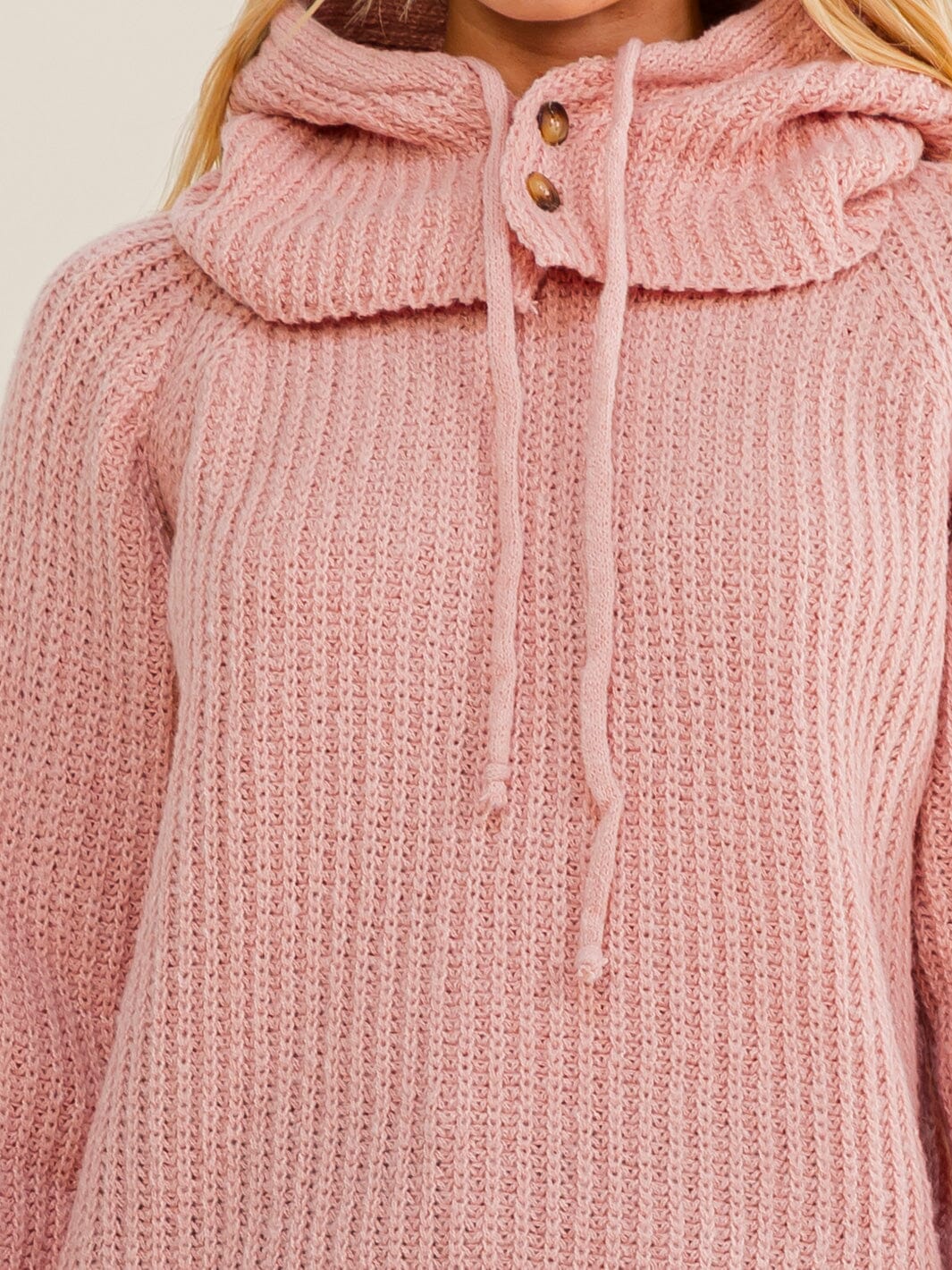 WOMEN'S LONG SLEEVE HOODED KNIT PULLOVER SWEATER