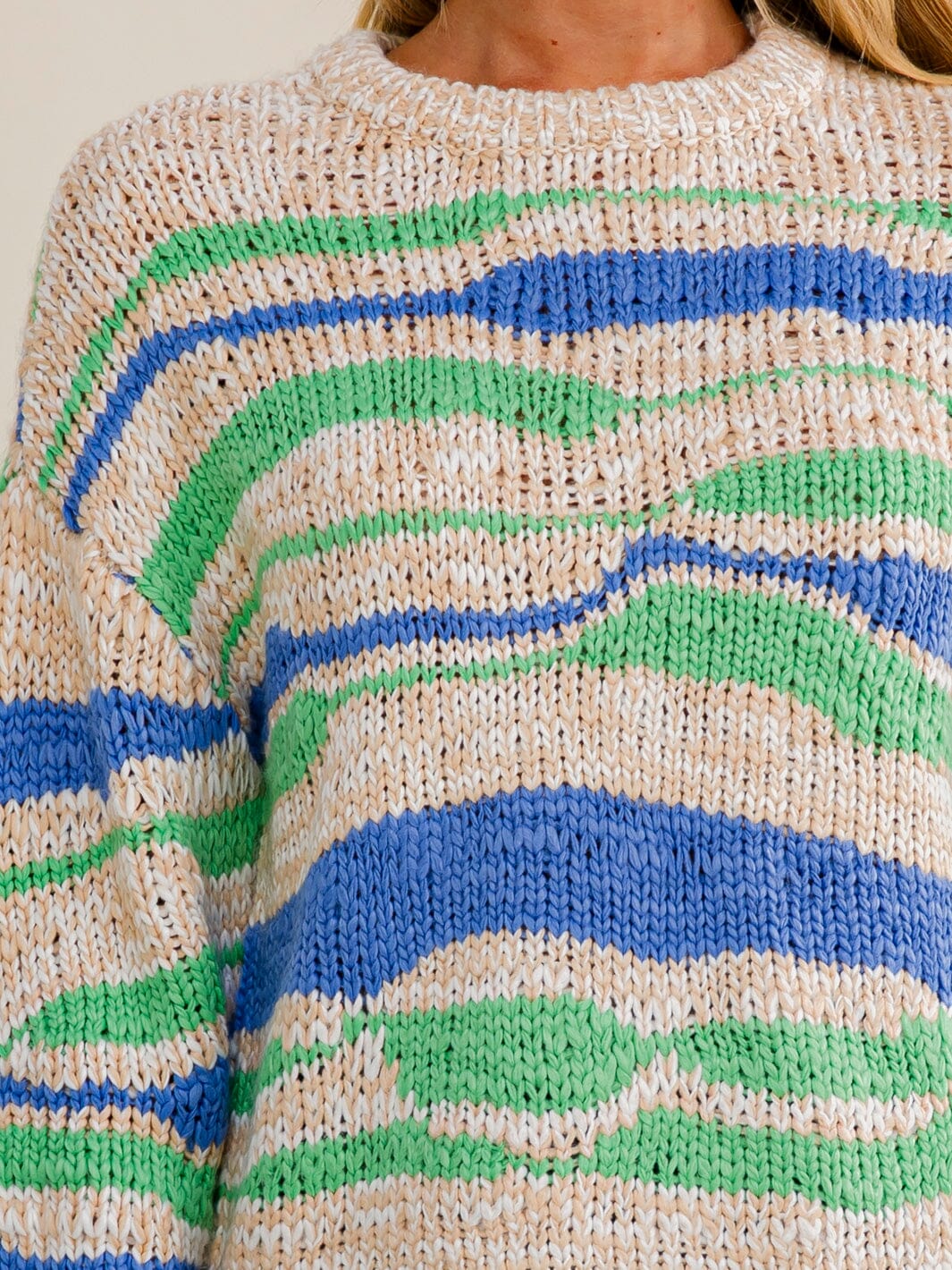 WOMEN'S LONG SLEEVE COLORBLOCK KNIT PULLOVER SWEATER