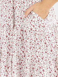 WOMEN'S SHORT SLEEVE ELASTIC WAIST FRONT POCKETS FLORAL PRINT MINI DRESS
