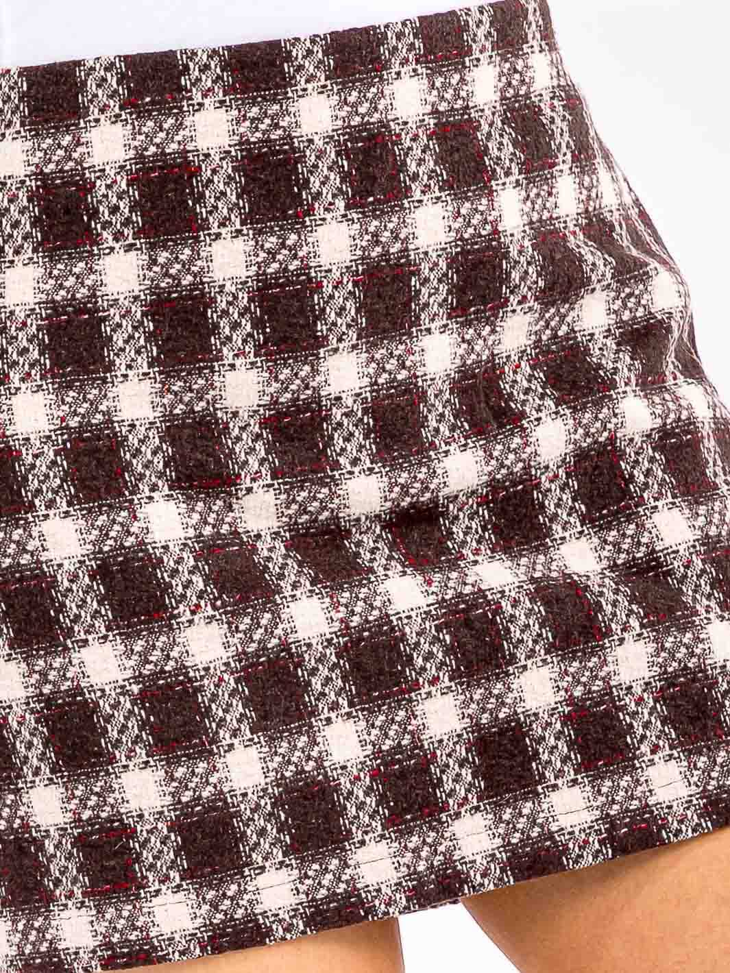 PLUS SIZE ZIPPER CLOSURE PLAID MINI SKIRT
