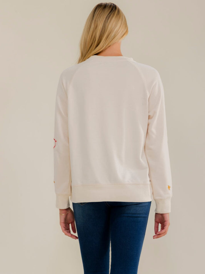 WOMEN'S LONG SLEEVE GRAPHIC EMBROIDERY PULLOVER SWEATER