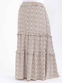 PLUS SIZE ELASTIC WAIST POCKETS TIERED ANIMAL PRINT MAXI SKIRT