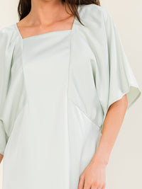ENTRO WOMEN'S SHORT SLEEVE SOLID MIDI DRESS