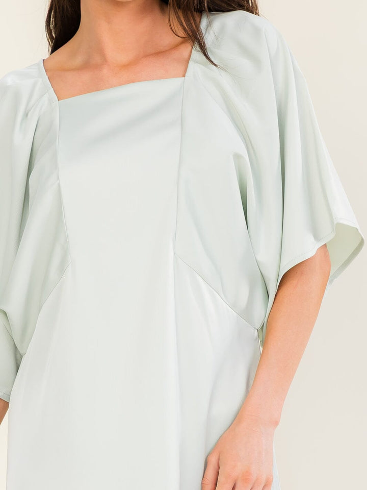 ENTRO WOMEN'S SHORT SLEEVE SOLID MIDI DRESS